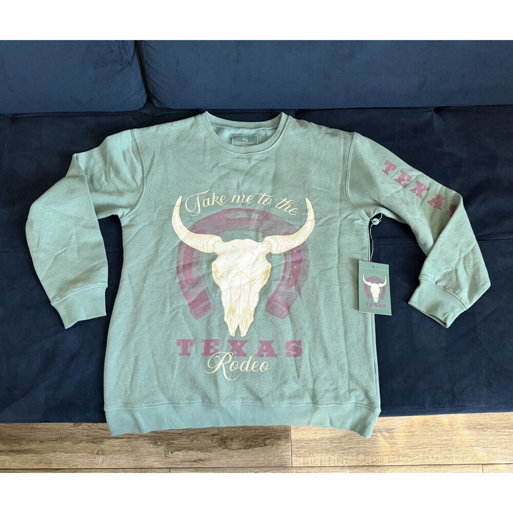 $50 Love For Humanity Couture Ultra Fleece Women XS Texas Rodeo Sweater Shirt